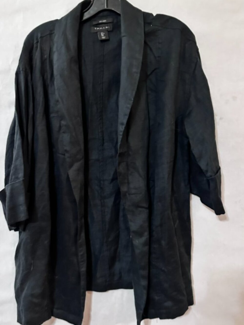 Tahari Linen Blazer Black Size Large Jacket Sport Coat Office EUC - Picture 3 of 6